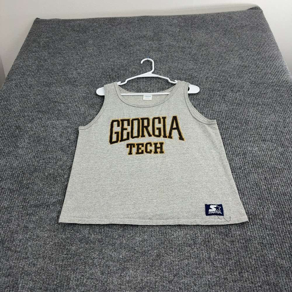 Vintage Georgia Tech Starter Tank Top Mens L Gray Cotton Rayon NCAA Sportswear